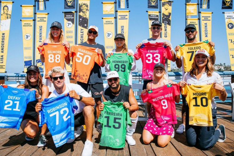 SAN CLEMENTE, CALIFORNIA -SEPTEMBER 6: WSL Final 5 Men and Women at the press conference prior to the commencement of the Rip Curl WSL Finals on September 6, 2022 at San Clemente, California. (Photo by Beatriz Ryder/World Surf League