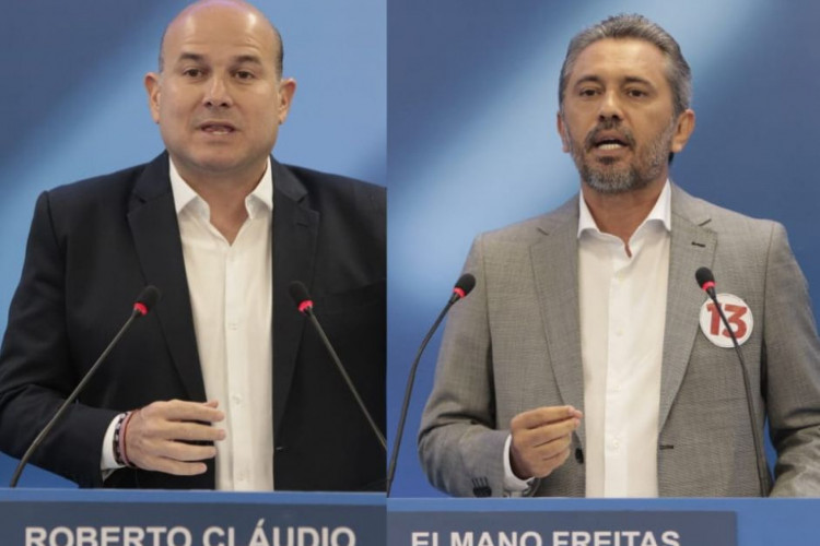 Ex-aliados, Roberto Cláudio (PDT) e Elmano de Freitas (PT) discutem apadrinhamentos políticos durante debate