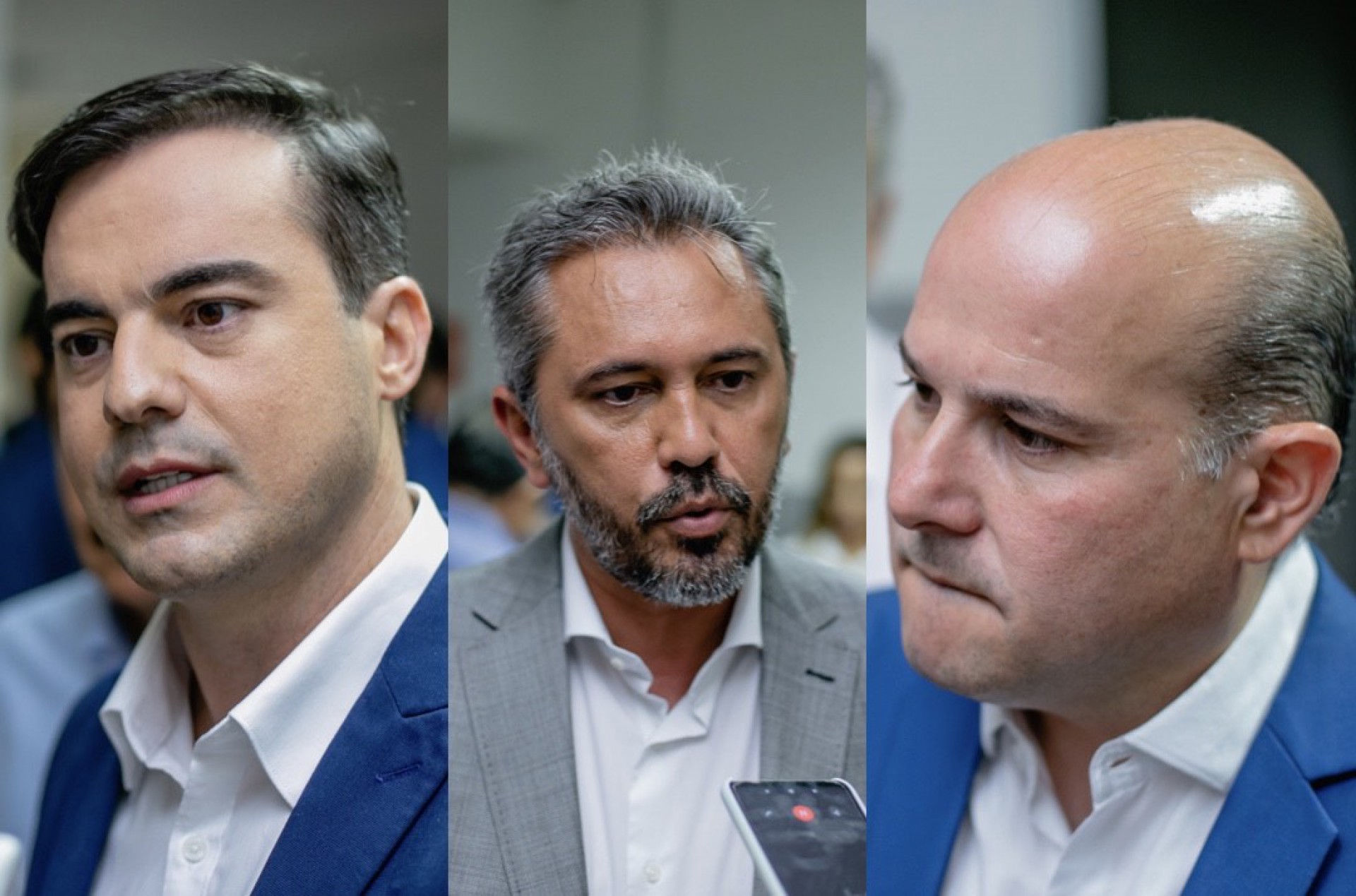 Capitão Wagner, Elmano Freitas e Roberto Cláudio não aprofundam propostas econômicas (Foto: Aurélio Alves )