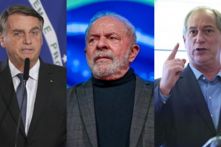 Candidatos Jair Bolsonaro, Lula e Ciro Gomes