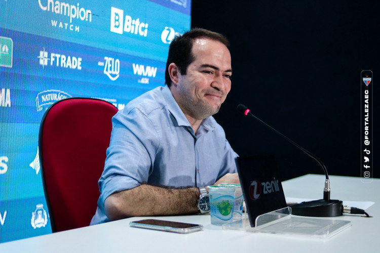 Marcelo Paz, presidente do Fortaleza, durante entrevista coletiva no Pici