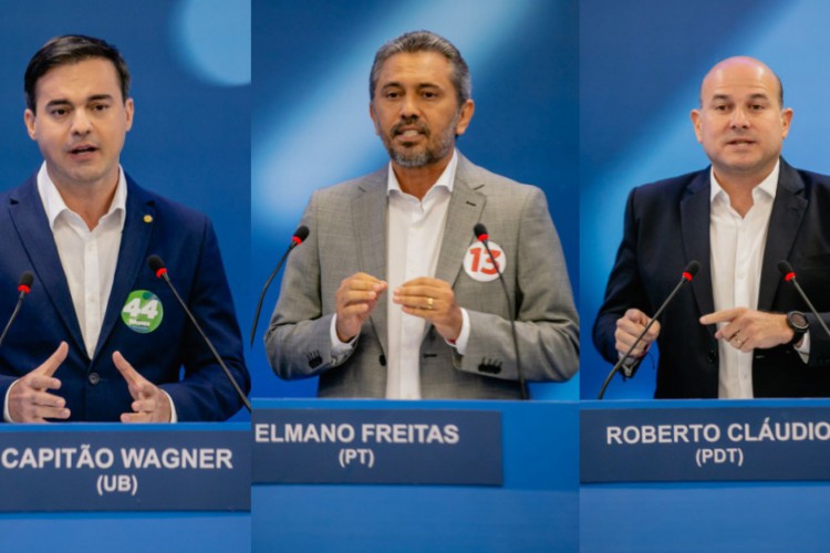 Capitão Wagner (União Brasil), Elmano Freitas (PT) e Roberto Cláudio (PDT).