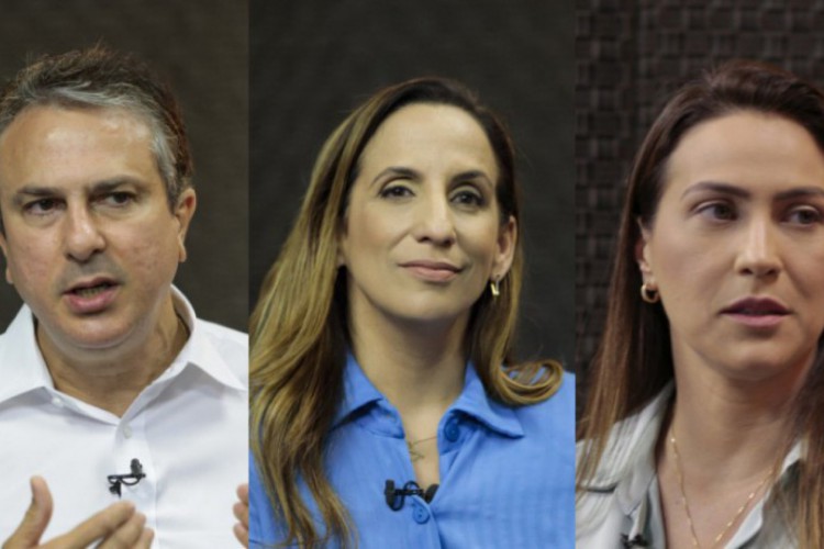 Camilo Santana, Kamila Cardoso e Érika Amorim, que disputam vaga no Senado nas eleições de 2022.