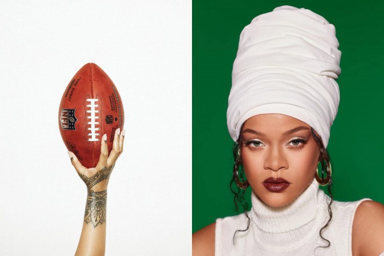 Rihanna postou foto com uma bola de futebol americano para confirmar que vai cantar no intervalo do Super Bowl, final da NFL