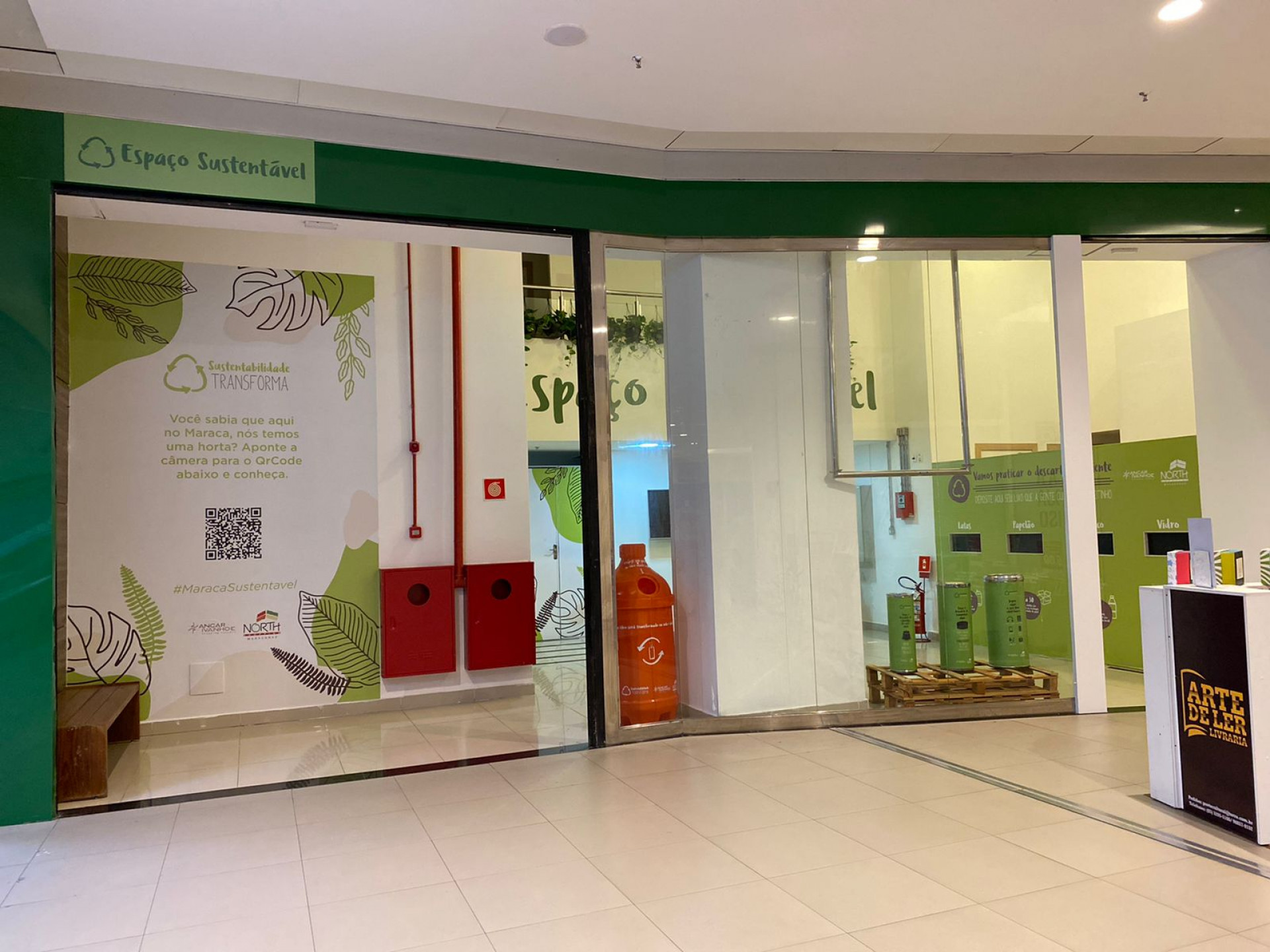  O North Shopping Maracanaú conta com o Espaço sustentável localizado no piso L3 e dispõe de HUB de reciclagem (Foto: Divulgação Rede Ancar)