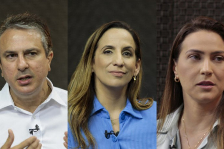 Camilo Santana, Kamila Cardoso e Érika Amorim, que disputam vaga no Senado nas eleições de 2022. 