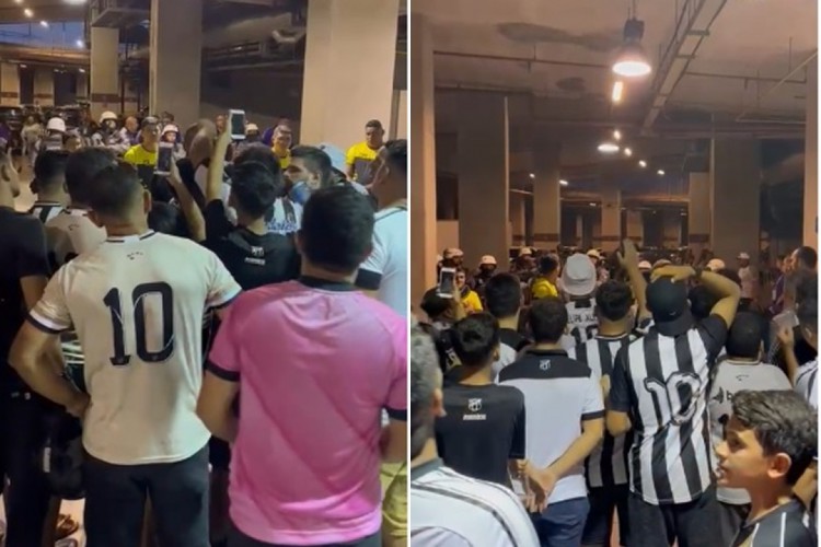 Torcedores abordaram jogadores do Ceará no estacionamento da Arena Castelão em protesto após nova derrota na Série A. 