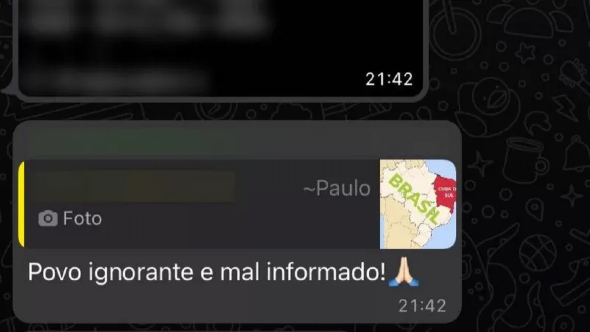 Grupos de Whatsapp bolsonaristas emitem ofensas ao Nordeste e aos nordestinos.