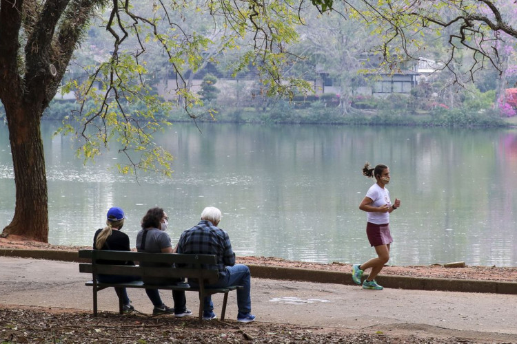 Lazer no Parque do Ibirapuera após a flexibilização do isolamento social durante a pandemia de covid-19.