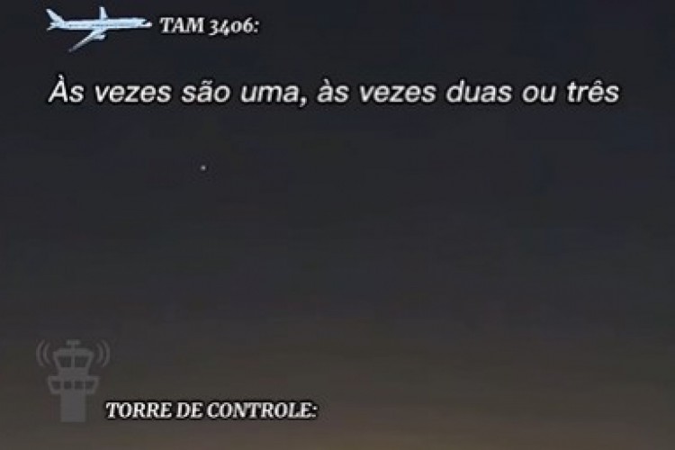 Diálogo entre pilotos e aeronáutica sobre avistamento de luzes azuis no céu de Porto Alegre