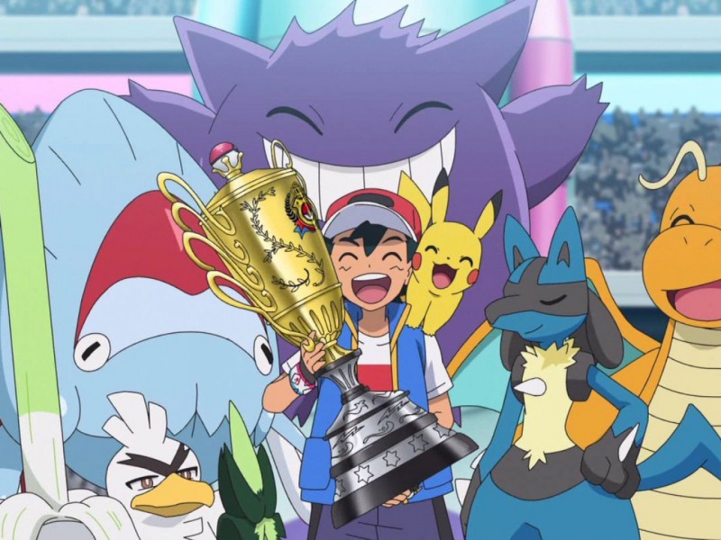 No último episódio de Pokémon onde Ash vira Campeão Mundial, toca a  abertura original em Japonês que melodicamente é diferente da nossa, eu fiz  um edit do final da luta com a