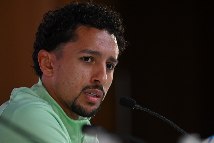 Zagueiro Marquinhos em entrevista coletiva da seleção brasileira