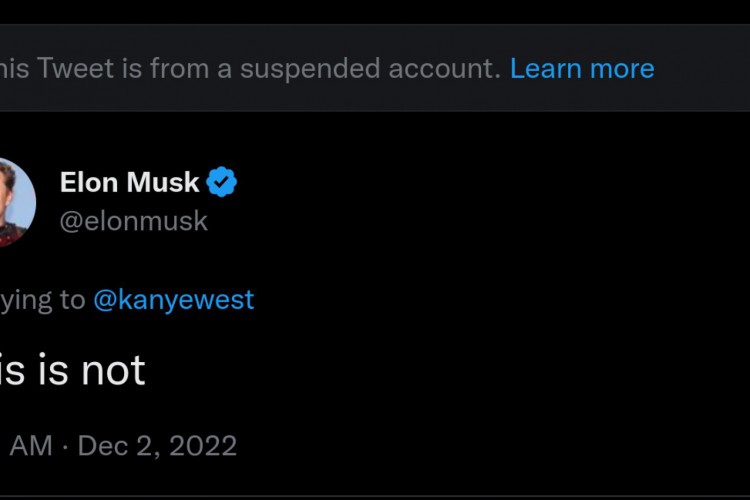 Elonk Musk, dono do Twitter e amigo pessoal de Ye, desaprovou novas falas do rapper que exaltavam o nazismo