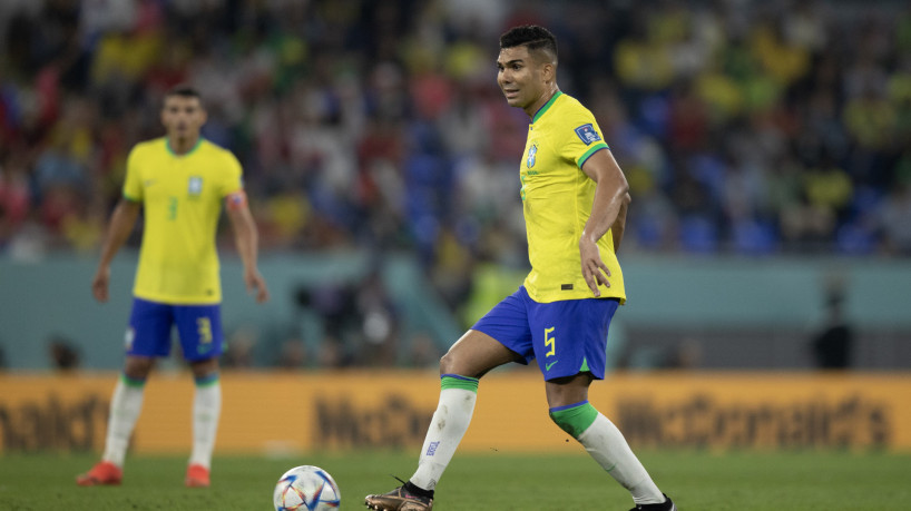 Volante Casemiro no jogo Brasil x Coreia do Sul, no Estádio 974, pela Copa do Mundo 2022