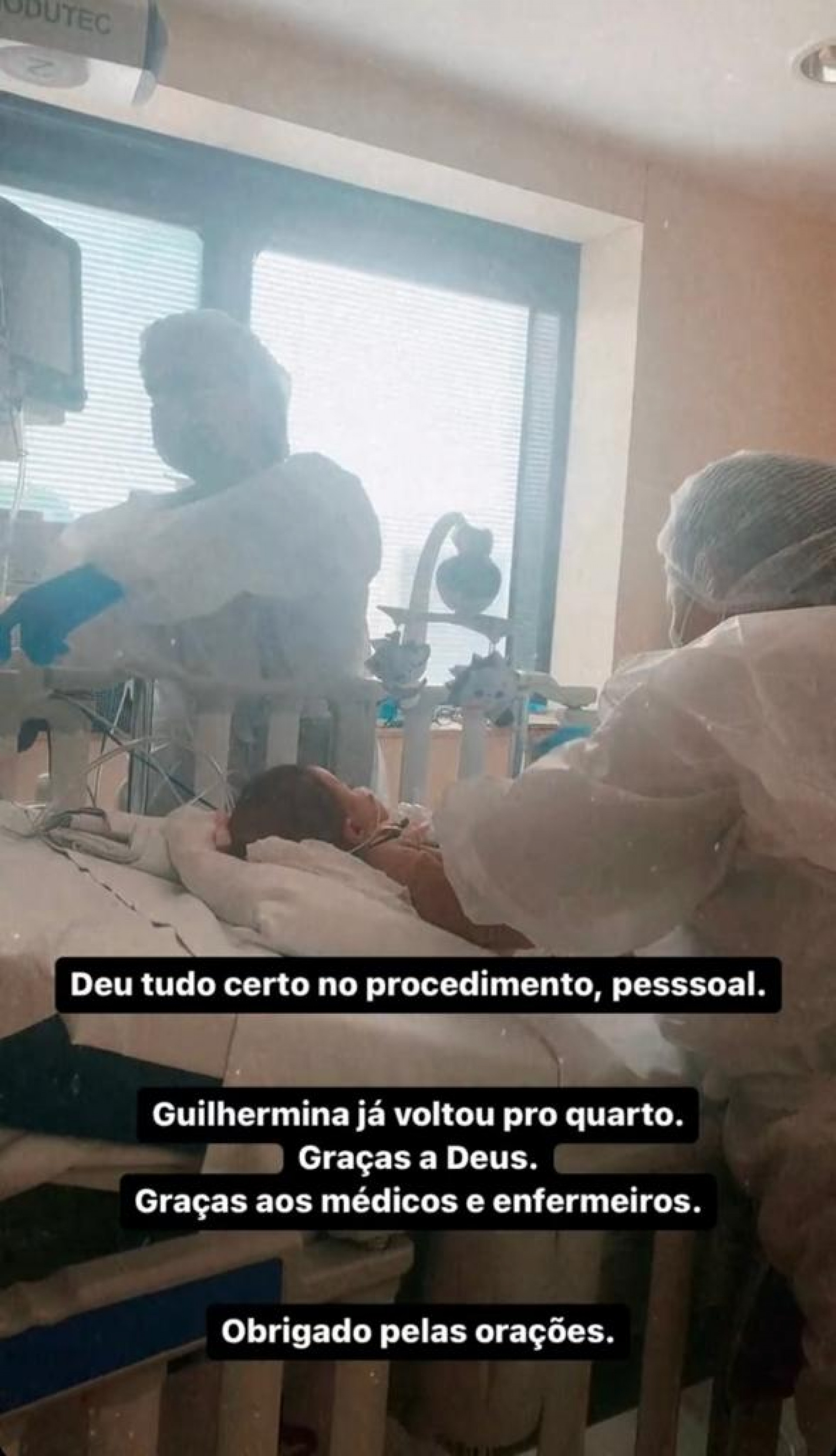 O ator atualizou sobre o estado de saúde da filha em seu perfil no Instagram