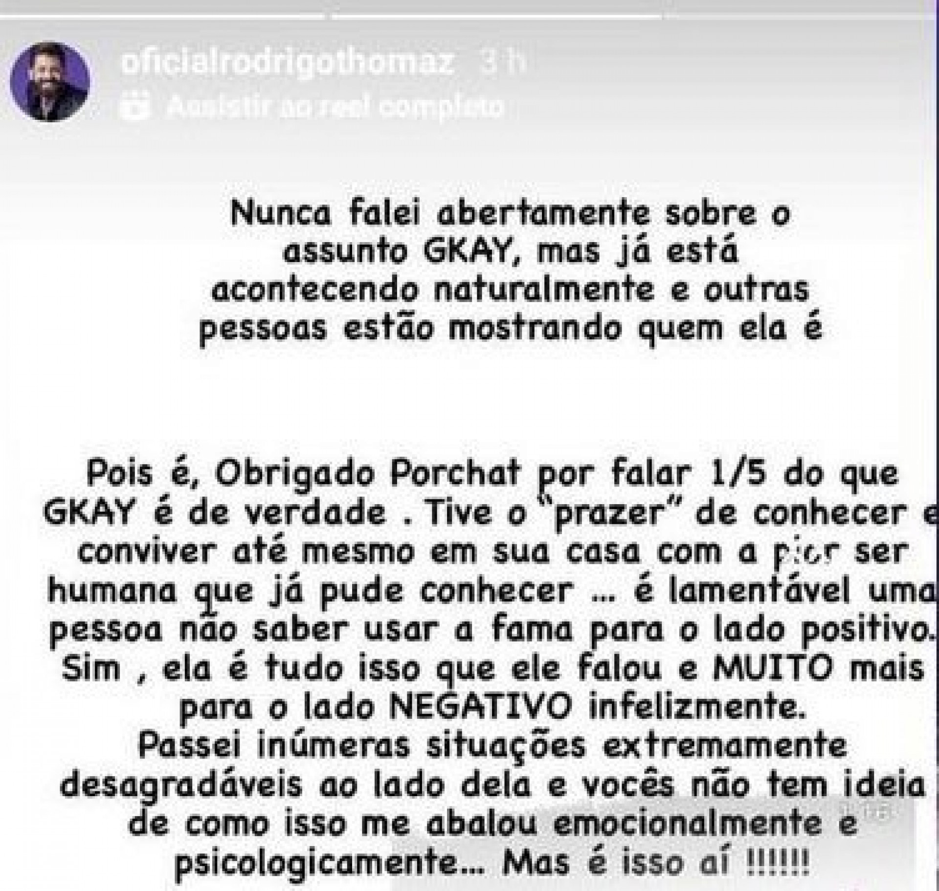 Professor de dança faz declaração sobre Gkay: "É lamentável uma pessoa não saber usar a fama para o lado positivo."