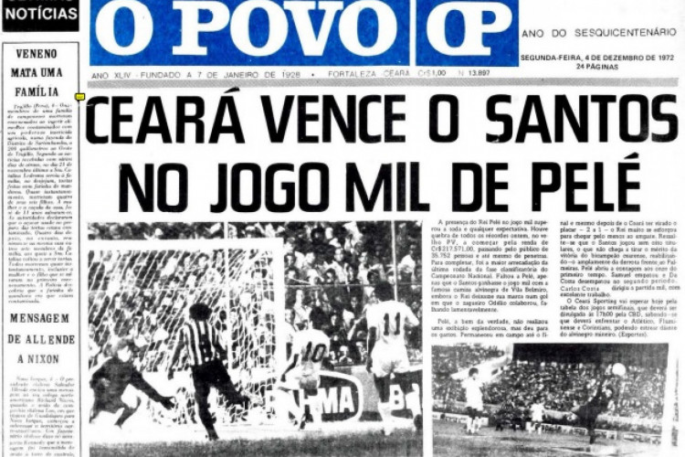 Capa do jornal O POVO sobre Pelé