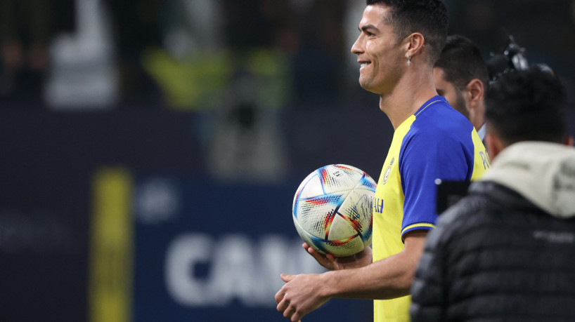 Atacante português Cristiano Ronaldo em apresentação no Al-Nassr, da Arábia Saudita