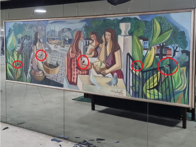 Entre as obras de arte vandalizadas estava a tela "Mulatas", do pintor modernista brasileiro Di Cavalcanti