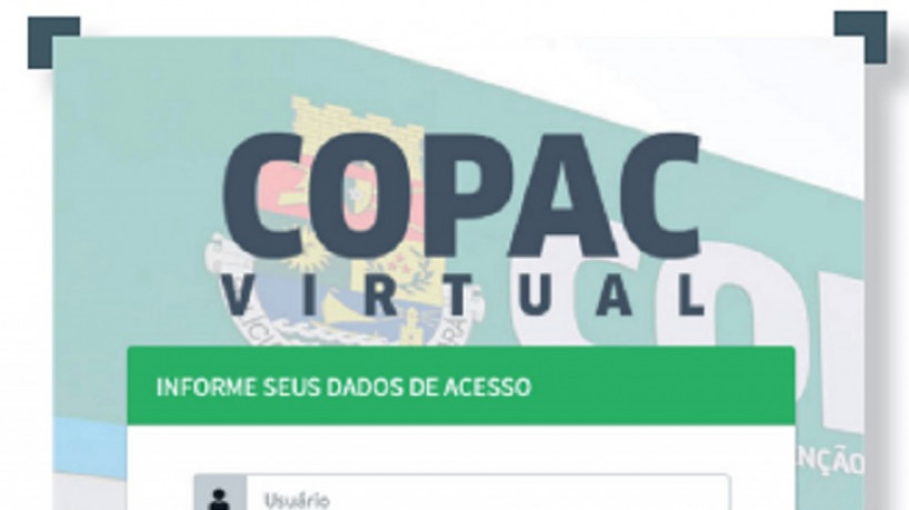 Interface do aplicativo Copac Virtual