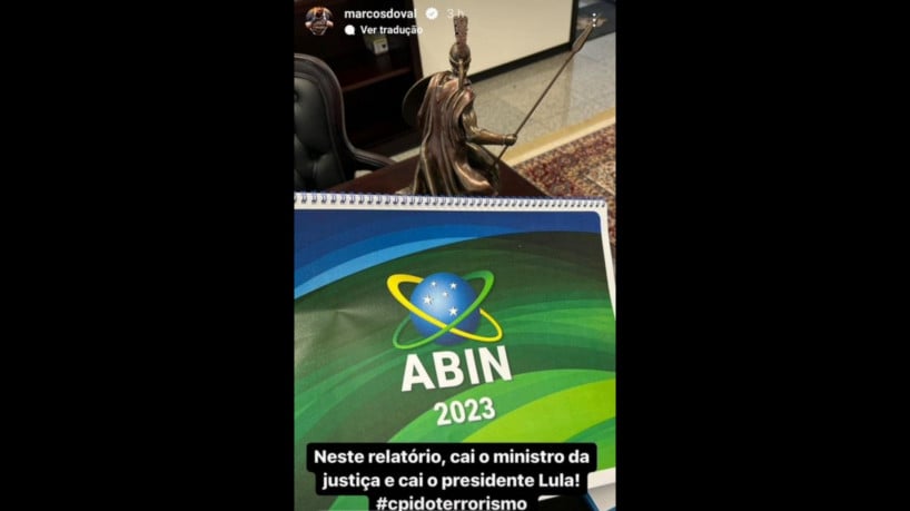 O senador Marcos do Val compartilhou uma foto de um calendário da Abin como se fosse um suposto relatório secreto contra o presidente Lula.