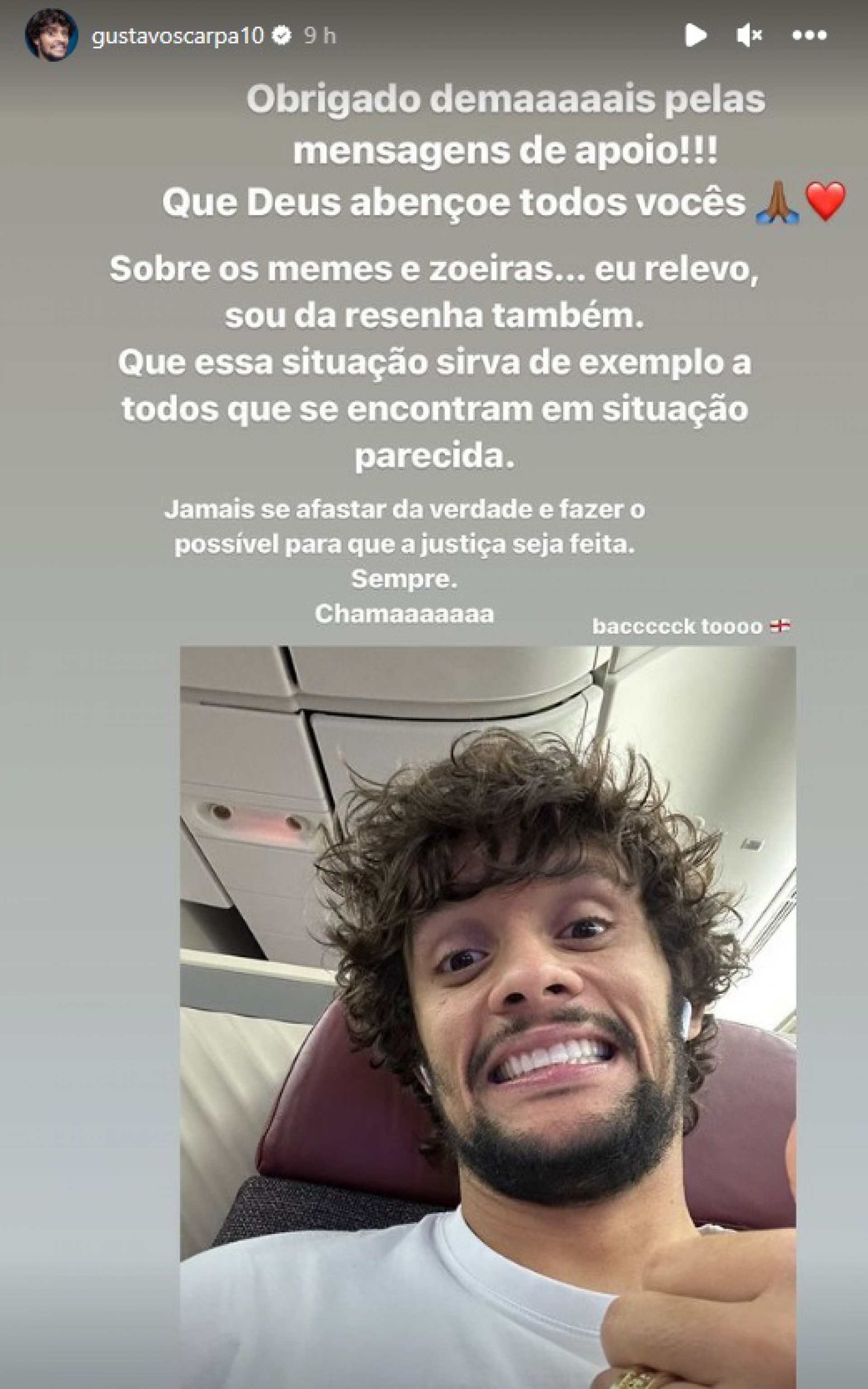 Gustavo Scarpa agradece mensagens de apoio