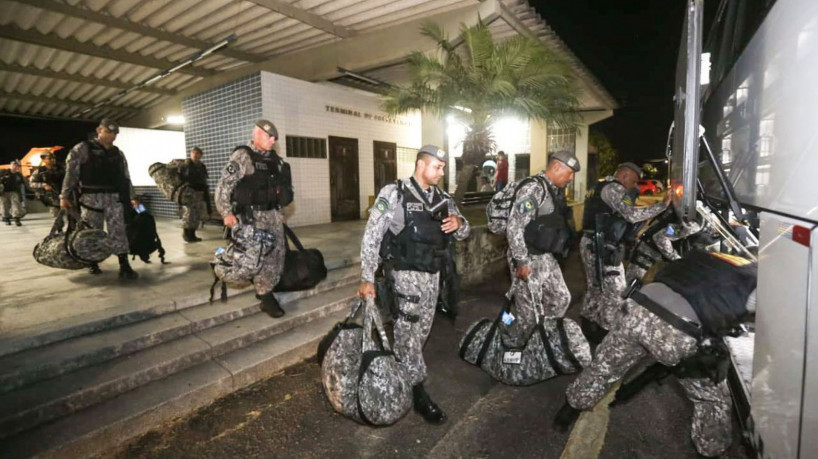 Natal (RN) - Efetivo da Força Nacional chega ao RN para dar apoio no combate a criminosos. Foto: Fátima Bezerra/Twitter