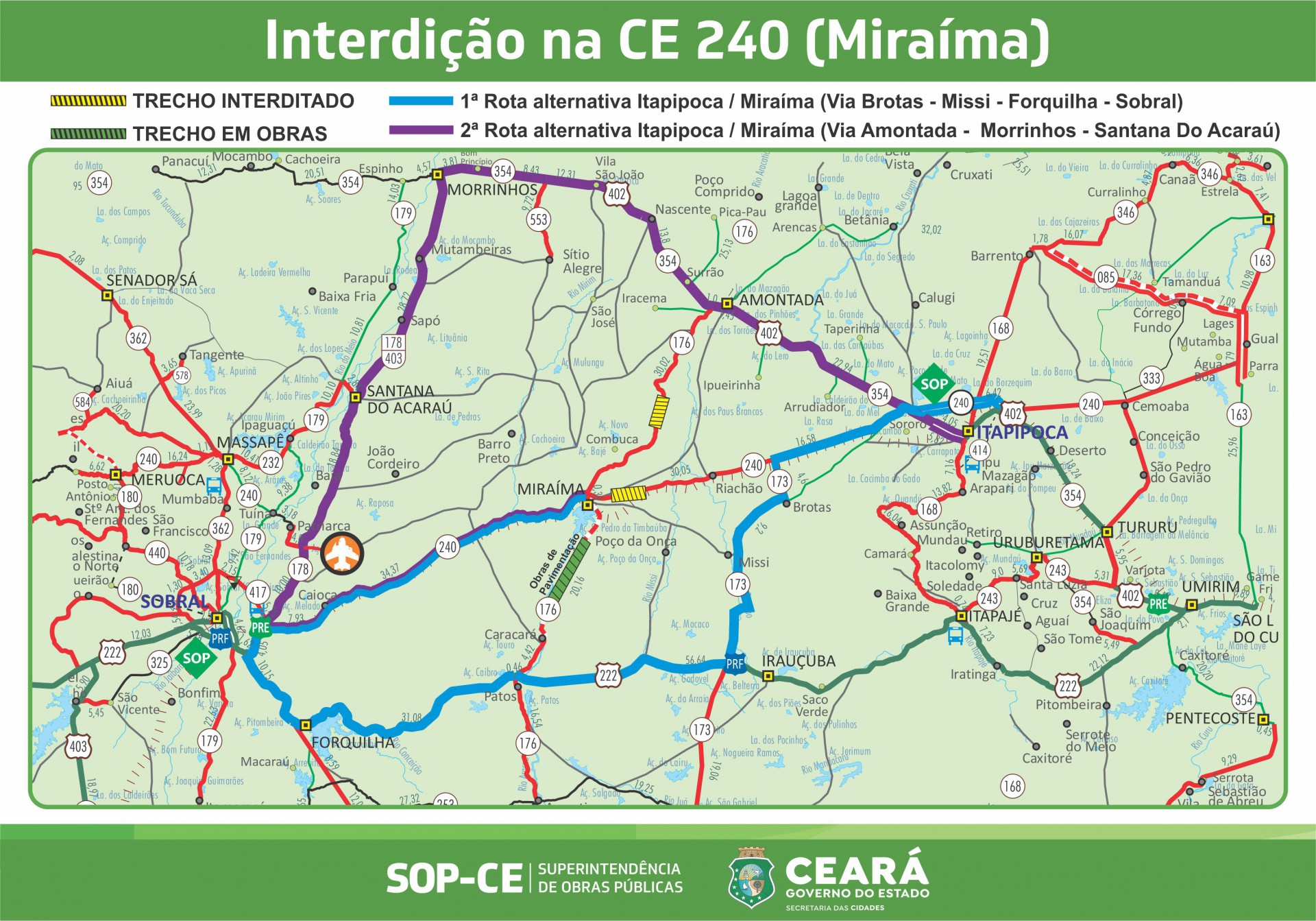 Desvio orientado pela SOP como alternativa ao trecho da CE-240 que liga Itapipoca a Miraíma