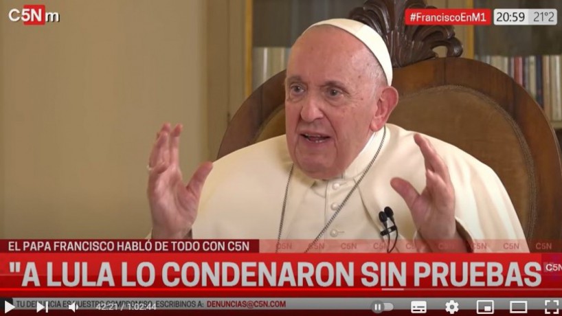 Papa Francisco em entrevista nessa quinta-feira, 30/3