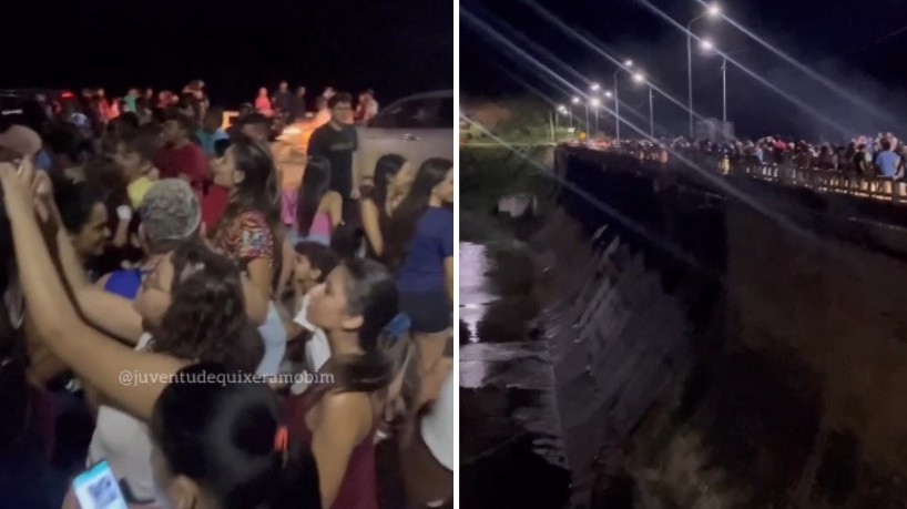 Página do Instagram Juventude Quixeramobim mostrou movimentação na barragem na noite de domingo, 2