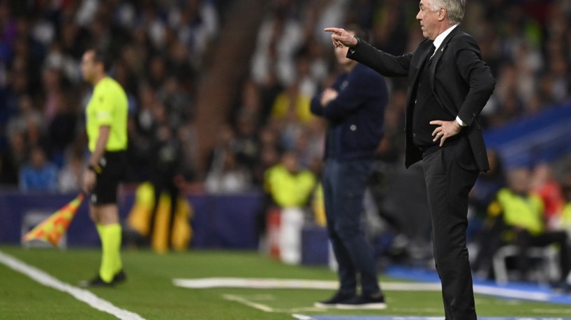 Técnico Carlo Ancelotti no jogo Real Madrid x Chelsea pela Champions League