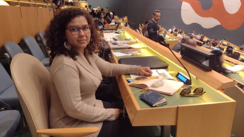 Ingrid Lorena, assistente técnica do CEDECA Ceará, está em Nova Iorque, no evento da ONU, para debater violência policial e as violações dentro do sistema socioeducativo brasileiro
