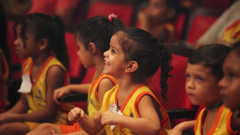 Festival Protagonismo Infantil, com alunos da rede municipal de Fortaleza, na manhã desta terça-feira, 30, no Cineteatro São Luiz