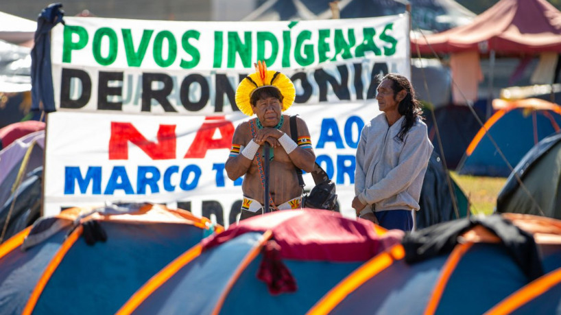 Brasília - 06/06/2023 Acampamento indígena contra o Marco Temporal na Esplanada dos Ministérios.  Foto: Fabio Rodrigues-Pozzebom/ Agência Brasil