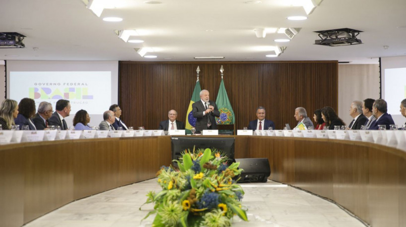 O presidente Luiz Inácio Lula da Silva coordena reunião ministerial, no Palácio do Planalto