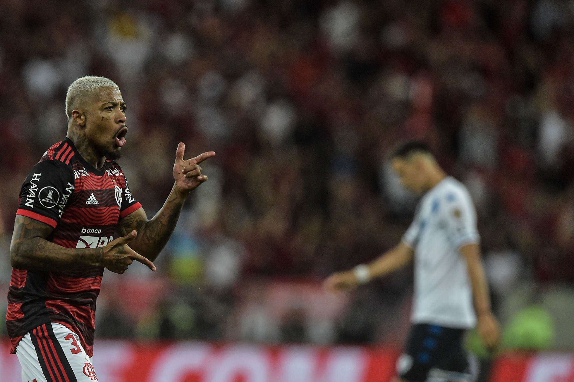 Atacante Marinho comemora gol no jogo Flamengo x Vélez Sarsfield, no Maracanã, pela Copa Libertadores 2022 (Foto: Staff images / CONMEBOL)