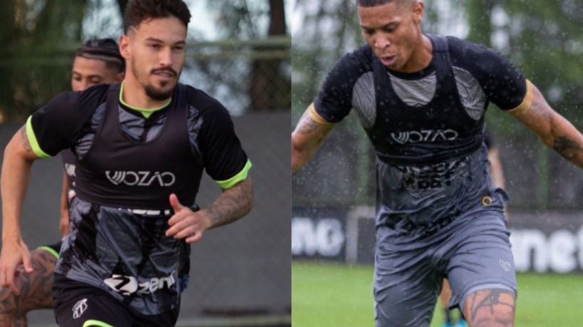 Atletas do Ceará, Arthur Rezende e Hygor Cléber, em treino no CT de Porangabuçu