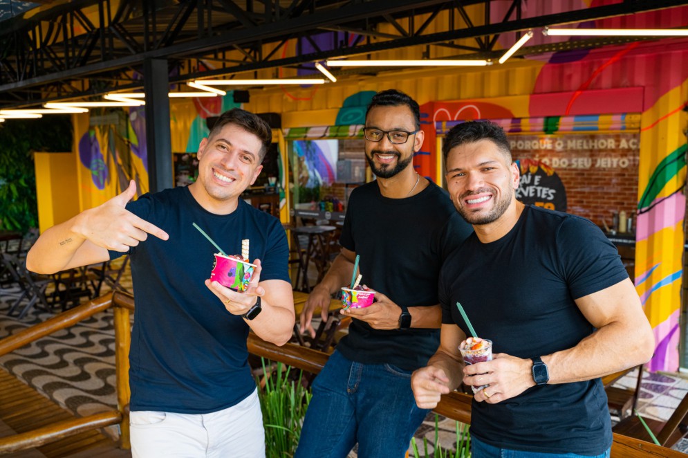 Mateus Queiroz, Mateus Bragatto e Sérgio Kendy fundaram a The Best Açaí em 2018(Foto: The Best Açaí/Divulgação)