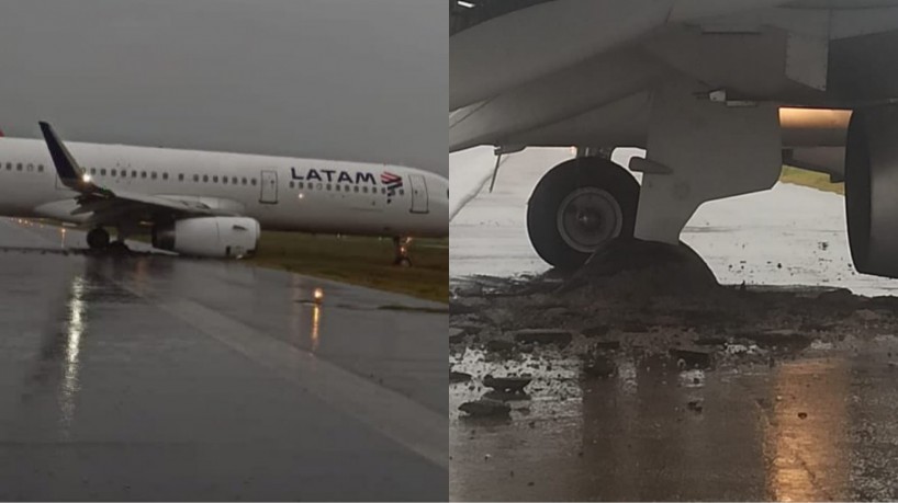 Aeronave da Latam derrapou e ultrapassou os limites da pista do Aeroporto de Florianópolis