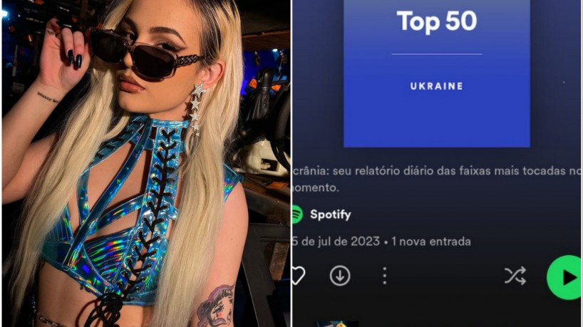 Cantora de funk brasileiro atinge topo do Spotify Ucrânia 