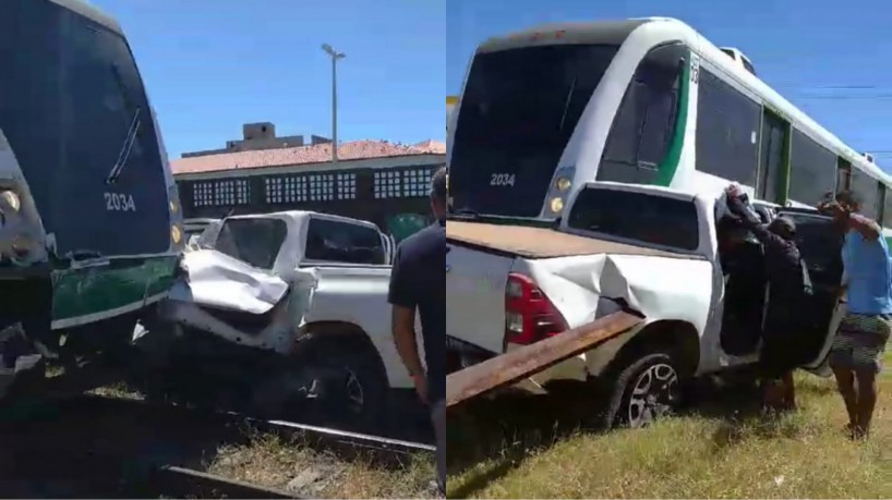 Caminhonete colidiu com um VLT na rua Filomeno Gomes, no bairro Jacarecanga