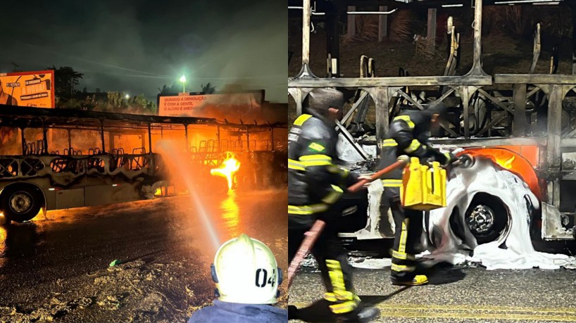 Colisão entre um veículo de passeio e um ônibus causou um incêndio no bairro Vicente Pinzón