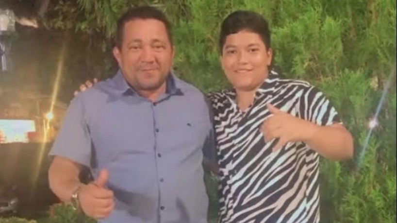 Francisco Adriano da Silva, de 42 anos, e Francisco Gabriel Braúna da Silva, de 13 anos, pai e filho vítimas de duplo homicídio no Eusébio