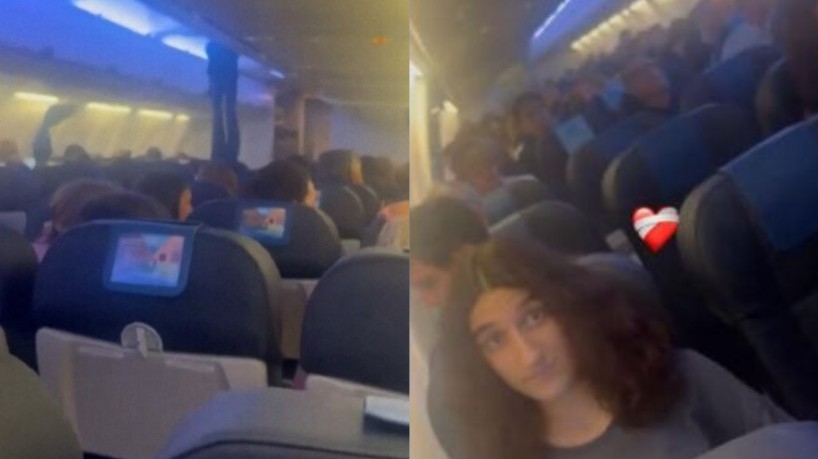 Nas imagens, é possível ver os passageiros em pânico por causa da turbulência