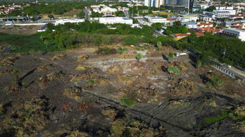 Fortaleza, CE, BR  08.09.23 Uma  grande área é desmatada para um empreedimento imobiliário às margens da Av. Washingtom Soares no Bairro Luciano Cavalcante (Fco Fontenele/OPOVO)