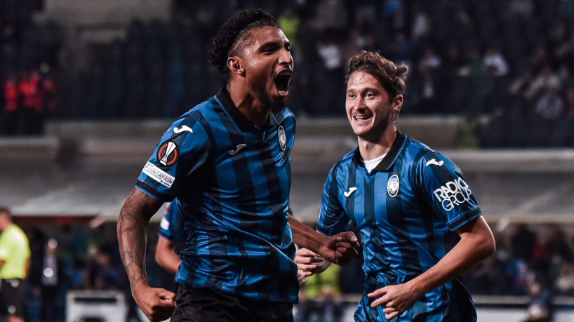 Éderson comemora gol marcado pela Atalanta na Europa League 23/24