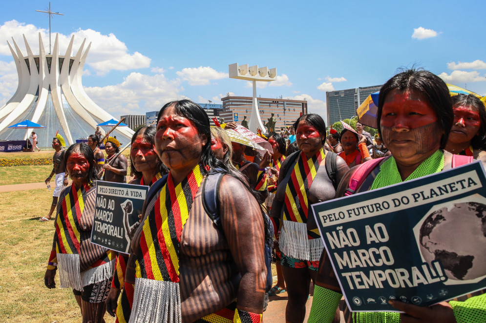 Autoridades indígenas retornarão em 2024 as mobilizações contra a tese do marco temporal(Foto: Antônio Cruz/Agência Brasil)