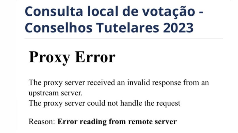 A consulta do local de votação para conselheiro tutelar apresentava problemas na conexão