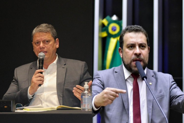 O governador de São Paulo, Tarcísio de Freitas (Republicanos) e o deputado federal, Guilherme Boulos (PSOL)