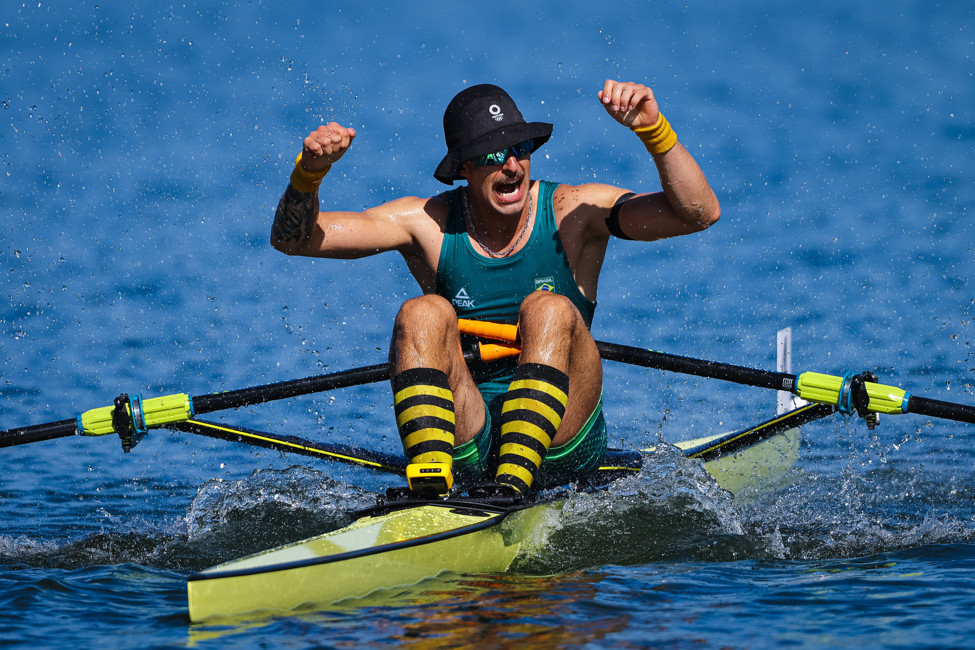 25.10.2023 - Jogos Pan-americanos Santiago 2023 - Remo - Final Skiff Individual - Na foto, Lucas Verthein - Medalha de ouro (Foto: william Lucas/COB)